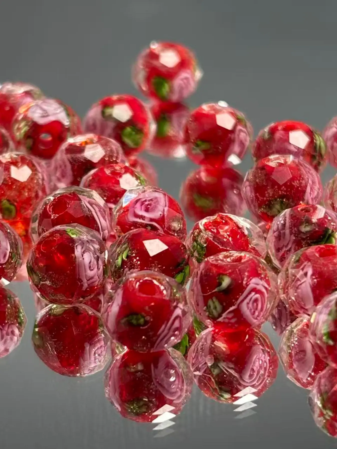 10mm Rose Glass Beads, DIY Jewelry Making Supplies, Perfect for Pendants, Earrings, Bracelets, Necklaces, Gift Idea