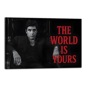 A decorative art print titled "The World Belongs to You: Scarface" is perfect for your office, living room, or other workspaces. It makes a great gift. humor artwork