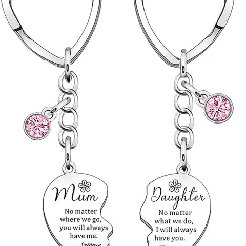 Fashion Slogan Pattern Metal Keychain for Mom and Daughter, Heart Shaped Stainless Steel Keychain, Personalized Heart Tag, Trendy Versatile & Exquisite Keychain, Ideal Gifts