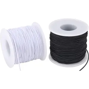 Stretchy String for Bracelets, 2 Rolls 0.8mm,1 mm,1.2mm,330 Feet Sturdy Elastic String Cord for Jewelry Making, Necklaces, Beading and Crafts (White Black (0.8mm))