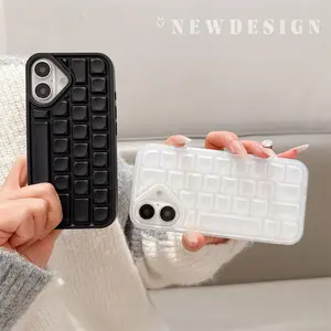 Luxury Funny Creative 3D keyboard Bumper Phone Case For iPhone 16 15 14 Plus 13 12 11 Pro Max Silicone Shockproof Frosted Cover Protector Screen Protector Cellphone Protective Protection Smartphone Casing Black