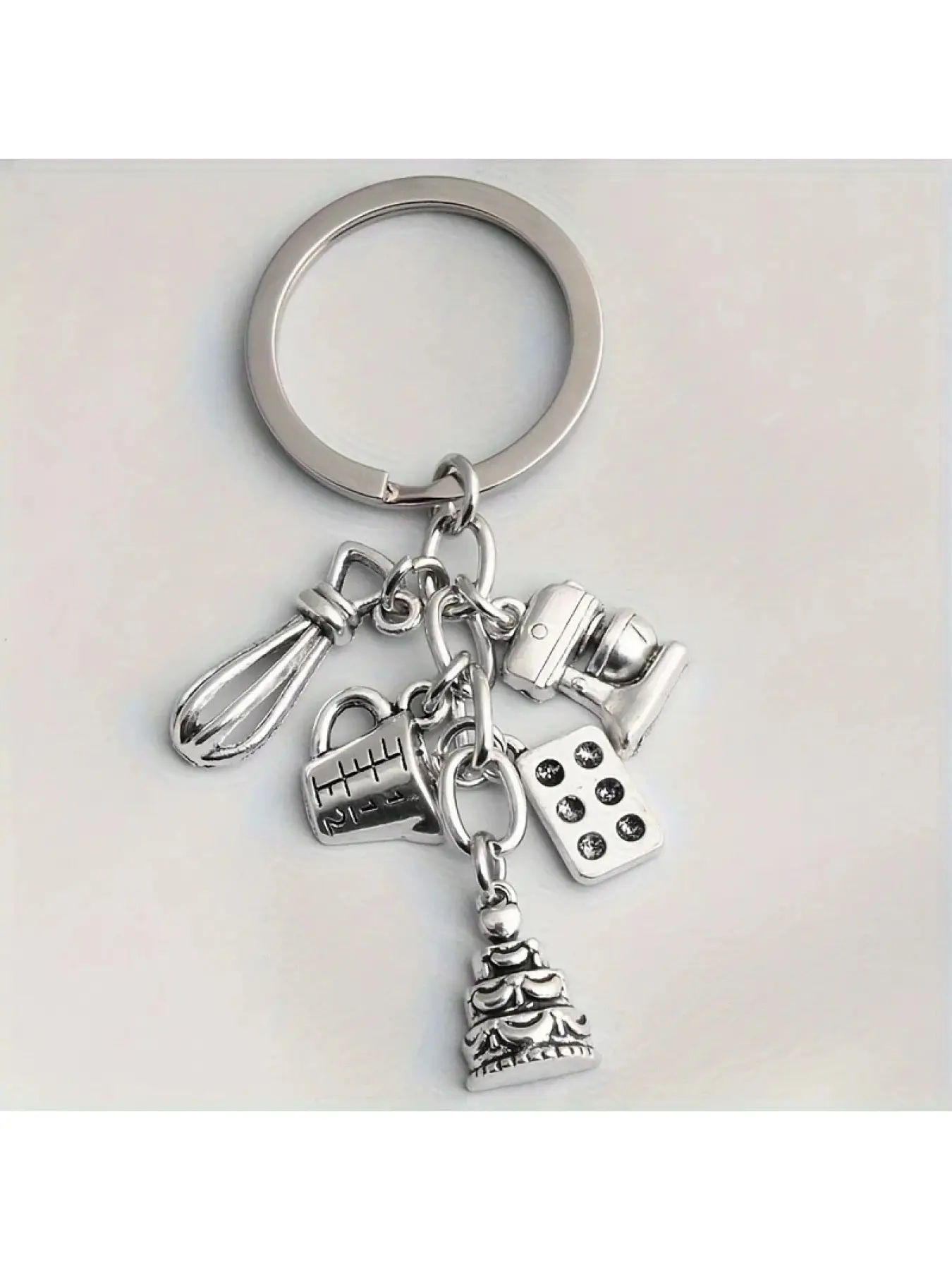 Men's kitchen utensil keychain, pizza and cake molds, fork-shaped, small gift, 1 piece