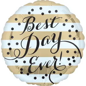 Sparkling Gold "Best Day Ever" Wedding Balloon - 18-Inch