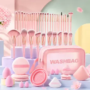 Professional Makeup Tool Set, 54pcs/set Cosmetic Brush & Sponge & Puff & Headband & Brush Cleaning Bowl Set, Multi-use Facial Makeup & Cleaning Accessories for Daily Use, Makeup Brush Kit, Face Brush Set