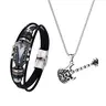 OIDEA Men's Rock Goth Musical Jewelry Set - Stainless Steel Bold Guitar Head Pick Necklace, Adjustable Leather Bracelet, Casual Punk Edge Accessory, Comfortable for All-Day Wear, Music Festival Gift for Boyfriend
