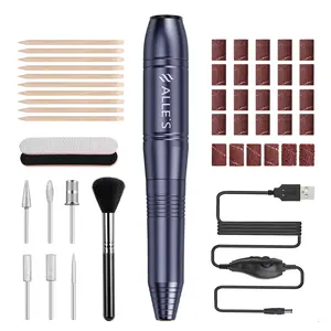 Portable Electric Nail Drill, 20000RPM Electronic Nail Filer Efile Professional with Nail Bits, Nail Brush, Nail Files 100/180 and Wooden Nail Sticks for Manicure Pedicure Acrylic Gel Dip Powder Nails