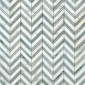 Calacatta Gold & Green Grand Chevron 12x12 Polished/Honed Marble Mosaic Tile