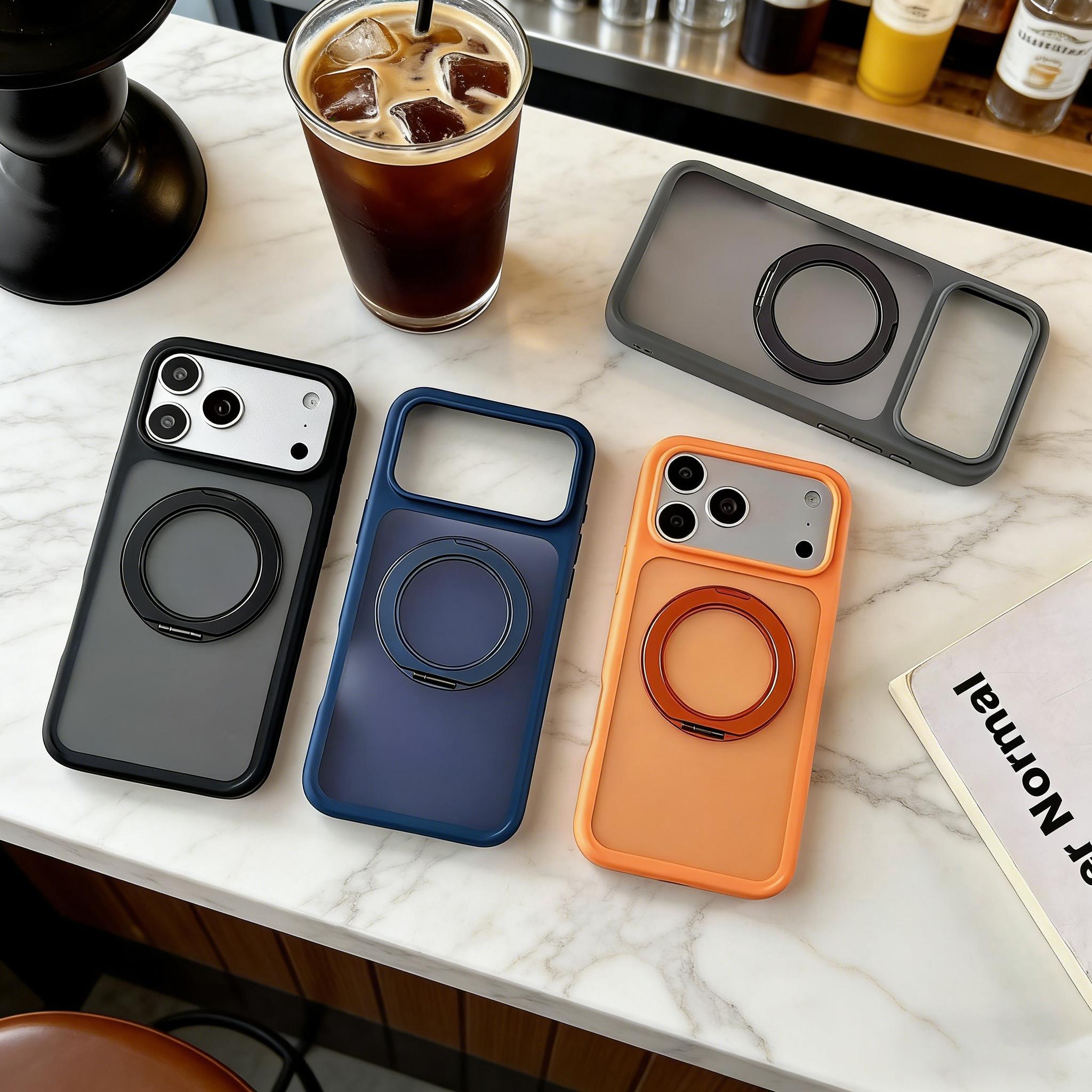 【360° Rotatable Magnetic Stand】Phone Case for iPhone 17 16 15 14 13 12 Pro Max Plus Air, Skin-Friendly Matte Shockproof Case Large Hole Full Body Protection Heavy Duty Cover