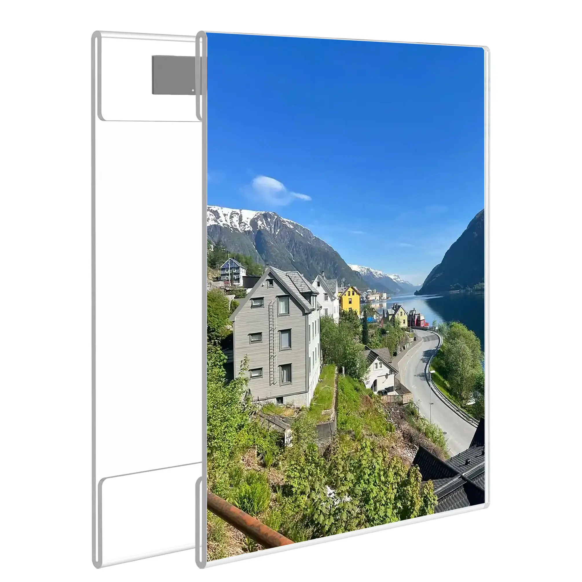 FixtureDisplays® Clear Frameless Plexiglass Acrylic Wall Poster Frame with Slide-In Design Holds 18" x 24" Prints Wall Mount 10243