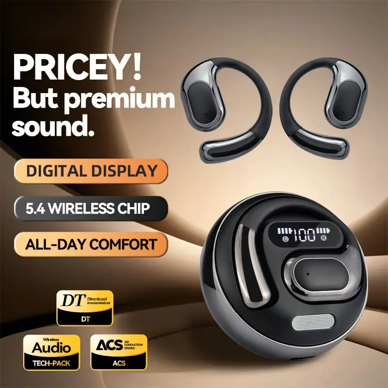 Wireless Earbuds,OWS Wireless Bluetooth Earbuds Luxurious Sound for Music & Phone Calls, Sport Headsets With Call Noise Canceling Mic