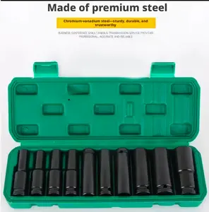 OUDISI 10PCS Pneumatic Long Hex Socket Set - Premium Steel 8-24mm Sockets Compatible with Electric Wrenches