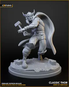 Classic Thor 40mm Collectible Edition 3D-Printed Miniature, MCP Proxy Figurine for Home Decor, Collectible Edition Miniatures, 3D-Printed Miniatures