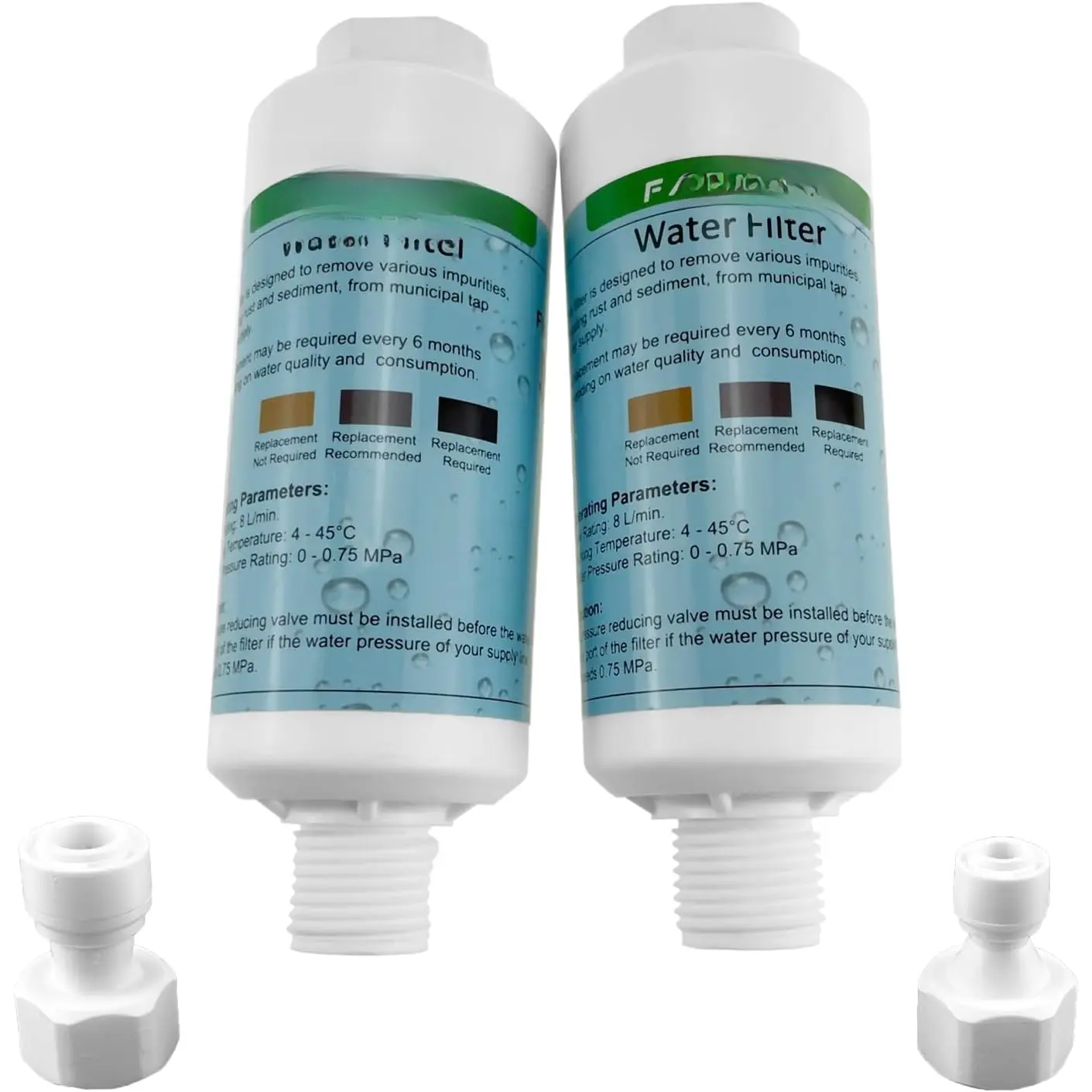 Bidet water filter for  bidet seats, Toilet water filter system, compatible with 1/2" 1/4" 3/8" Bidet hose (2 Filters + 2 Adapter)