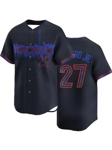 Men's Black Baseball Jersey Sewing Embroidery Loose Uniforms Breathable Outfits Casual Sports Short Sleeves Shirts Athletic Activewear Buttons Toronto, Sportswear Jersey Top