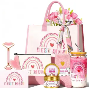 Mother Day Gift for Mom from Daughter Son Mom Birthday Gifts Ideas Basket for Moms Mama Mother from Child Birthday Gifts for Moms with 16OZ Glass Cup