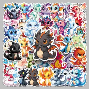 50pcs cute dragon cartoon fun stickers diy handbooks luggage refrigerator creative decorative stickers Sticker Decoration