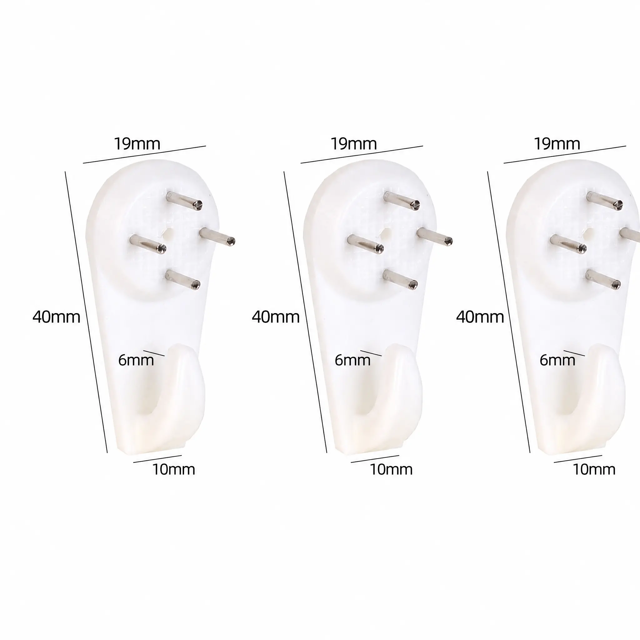 30-Pack Plastic-Steel Lightweight Nail-In Wall Hooks with 4-Pins Grip - Assorted Small/Medium/Large, No-Drill Drywall Installation, High Load Capacity for Household Picture Frames, Coats - Home Organizers, Multiple Sets Option