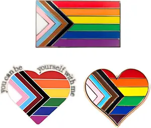 LGBTQ Pins, Heart Rainbow Lapel Pin Brooch Badge for Pride Month Gay, Lesbian, Bi, Trans, Non Flag, LGBTQ+ Accessories for Clothes, Bags and Hats