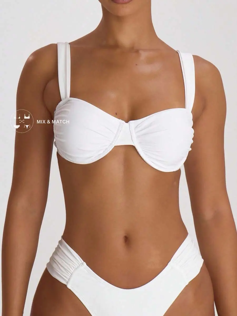 SHAWIX Resort Underwired Ruched Cup Bikini Top Swim Vacation Holiday Summer Travel Beachwear Basics Hen Do Wedding Bridal Bachelorette Resort Core