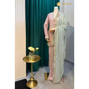 Lushkara Blush Pink Sequin Dhoti Set
