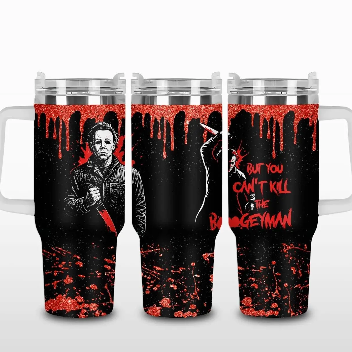 GhostFace Horror Tumbler 40oz/ 30oz/20oz Tumbler, Nightmare Coffee 40oz Tumbler, Double-Walled Insulation Vacuum Insulated Cup with Handle, Lid, and Straw