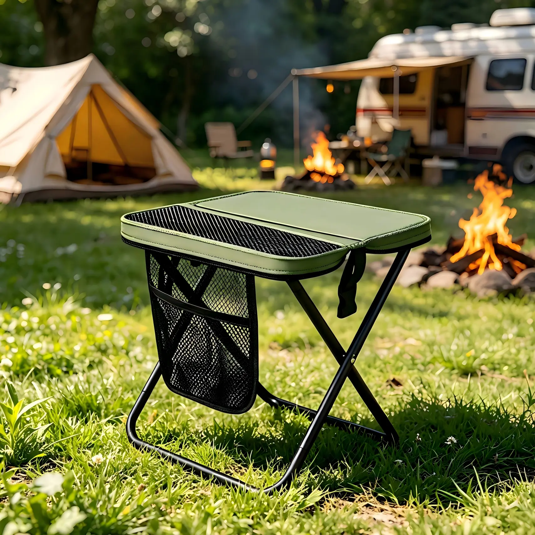[SummerWins] Ultra Light Camping Stool, Portable Outdoor Folding Stool with Shoulder Strap for Hiking BBQ Camping Fishing
