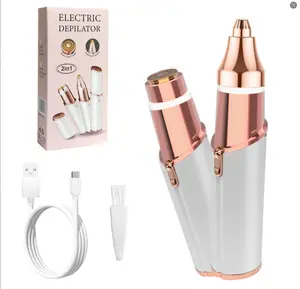2-in-1 Rechargeable Facial & Eyebrow Hair Remover for Women Electric Peach Fuzz & Lip Trimmer with Built-in Light Painless Precision Hair Removal Tool Hypoallergenic Blades Portable Smart Design