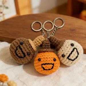 3pcs New product recommendation: funny pumpkin keychain doll, hand-crocheted, Halloween pumpkin emoji