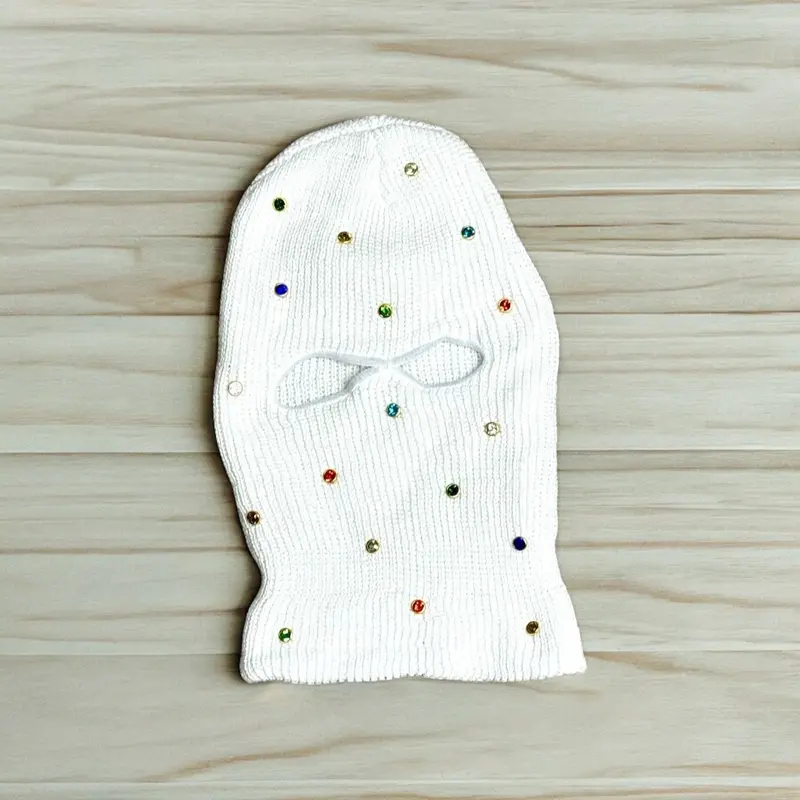 Royal Diamond Balacava Mask - White with Colorful Embellishments