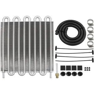 Universal Transmission Oil Cooler Kit,Aluminium alloy Tube and Fin Oil Cooler Kit (Silver, 10 Pass)