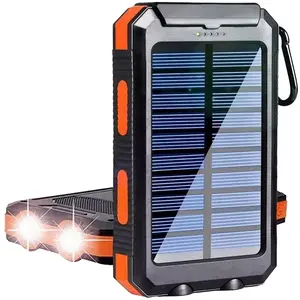 10000mAh Portable Solar Power  Bank, Dual USB Output Port Waterproof Power Bank with LED Light, Solar Phone Charger Compatible with iPhone & Android
