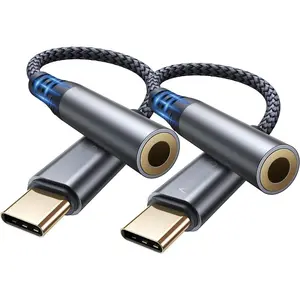 USB Type C to 3.5mm Female Headphone Jack Adapter,?2 Pack?Aux to USB C Audio Dongle  Cord for  17 Pro Max,  17 Air,  16 15 Pro Max Plus, iPad Pro, MacBook,Galaxy S24 S23 S22 S21