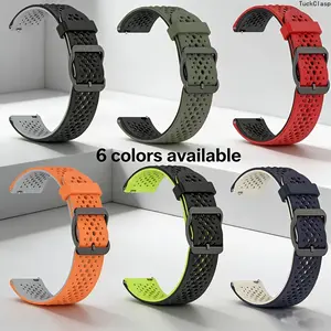 2-Pack Breathable Silicone Watch Band – 22mm Two-Tone Sport Strap, Soft & Adjustable Replacement for Garmin, Samsung, Huawei, Amazfit, COROS, Xiaomi, Suunto, Great for Summer Workouts