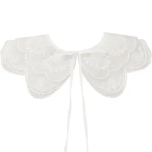 INSPIRE CHIC Detachable Fake Collar, Rhinestone Little Shawl Mini Cape Choker Necklace False Peter Pan Collar for Women Blouse White2(Without Rhinestone)