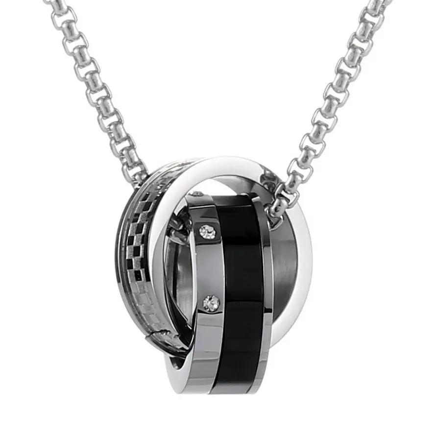 Titanium Steel Chains Necklace with Interlocking Eternal Rings, Unisex Hip-Hop Faith Jewelry, Premium Quality & Durable