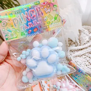【Limited Time Deal】Cat Paw Squishy, Cat Paw Squeeze Toys, Squishy Cat Paw, Stress Relief Toy, Kawaii Squishies PVC Sensory Toys, Pinch Family Squishy (B-Blue)