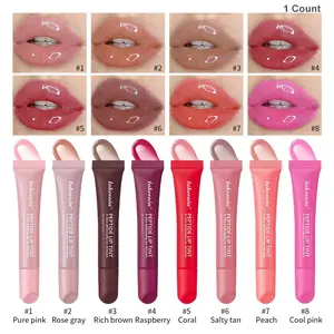 Hydrating Lip Tint, Lip Care Moisturizing Lip Glaze with Peptides, Pigmented Lip Gloss Lip Balm, Long-Lasting Wear, Smudge-Proof & Sweat-Proof, Lightweight & Non-Sticky, Creates Dewy Glossy, 8 Shades for All Skin Tones, Hydrate