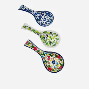 AlQuds Orchard Large 9-inch Spoon Rest Handcrafted in Al-Khalil Palestine Traditional Tableware Cutlery for Dining Enthusiasts