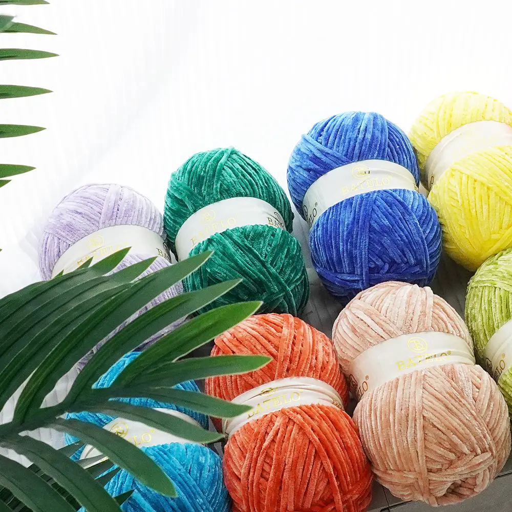 BATELO OEKO-TEX Certified Variegated Polyester Plush Velvet Chenille Yarn, 4 Packs (10.5oz Each, 1440yds Total) - Soft, Chunky, for Blankets, Crochet Knit Projects, Variegated Yarn