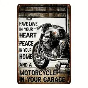 Antique Motorcycle Iron Wall Art Sign 12x8 Inches Rustic Garage Decor with Inspirational Quote No Electricity Needed Ideal Gift for Bikers and Home Display