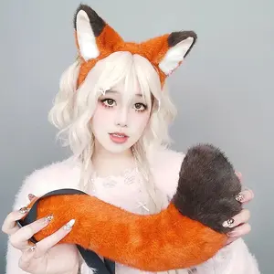 New Judy Nick Cos Animal Zootopia Headband Rabbit Fox Ear Tail Cosplay Toys Stage Dress Up Set Adult Carnival Costume Gifts