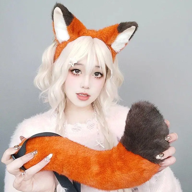 New Judy Nick Cos Animal Zootopia Headband Rabbit Fox Ear Tail Cosplay Toys Stage Dress Up Set Adult Carnival Costume Gifts