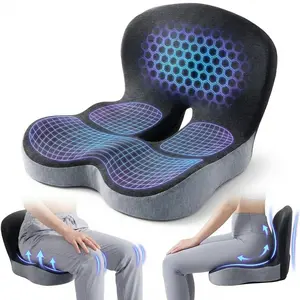 Stop Back Pain! Memory Foam Seat Cushion for Long Sitting, Ergonomic Hip & Tailbone Support Pillow for Office, Home & Driving, Non-Slip Breathable Chair Pad