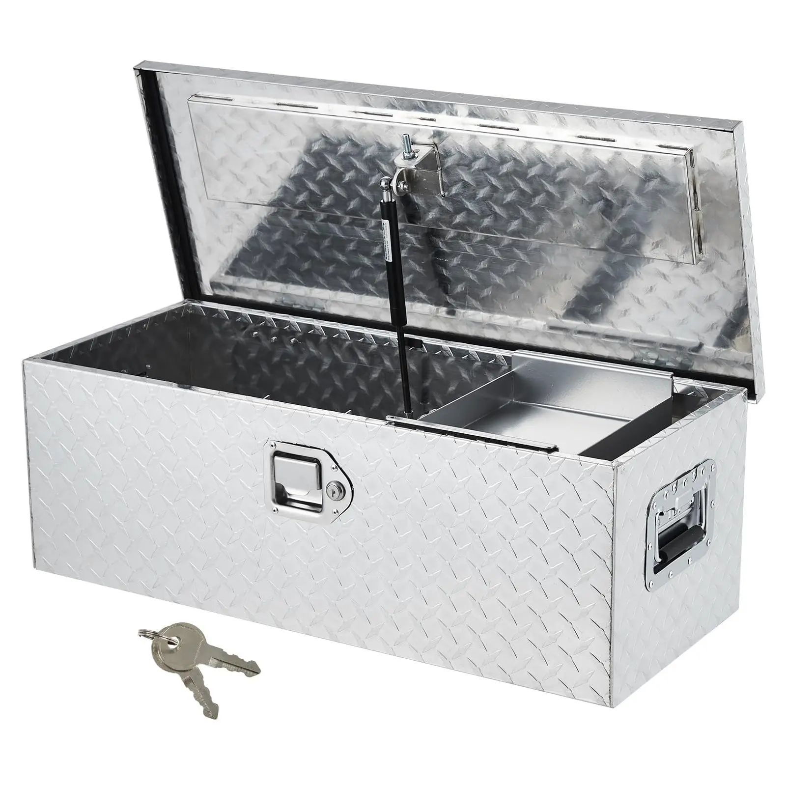 GARVEE 39 in Aluminum Truck Tool Box, Truck Bed Storage Box with Security Lock and Wider Handles, Heavy Duty Waterproof Tool Box Organizer Chest for Pick Up Truck Rv Trailer - Silver