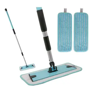 Don Aslett 12" Aluminum Mop with 2 Microfiber Mop Pads Aqua
