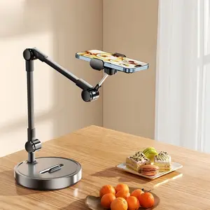 Top Phone Stand Compatible with Apple Samsung Xiaomi, Desktop Phone Holder, 360 Degree Adjustable, Ideal for Live Streaming and Video Recording