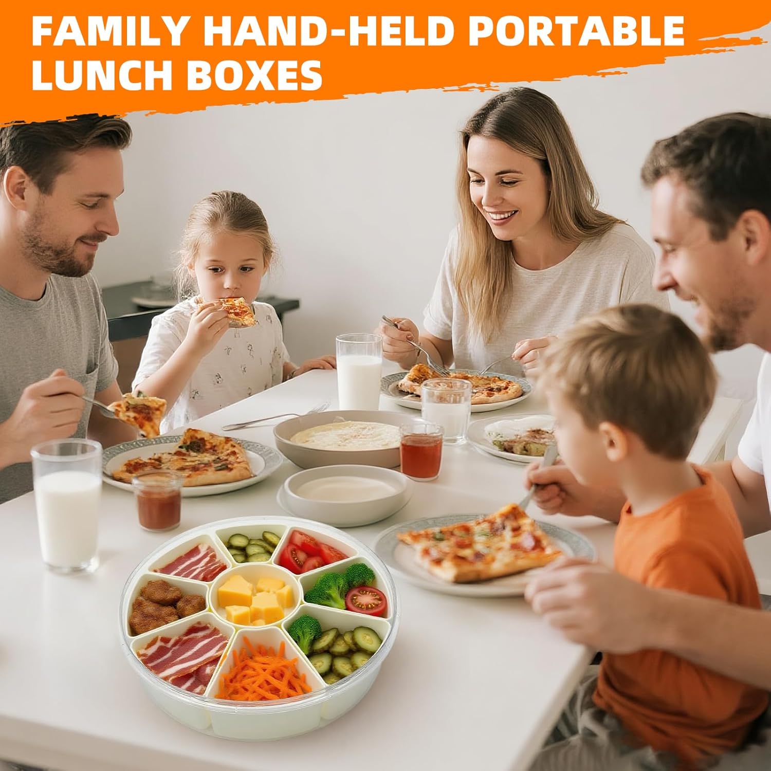 Modern Rotating Snack Biscuit Tray with Lid &Handle, 1 Box Multi-compartment Fruit &Vegetable Insulated Storage Box, Portable SnackBox for Home Kitchen Party Picnic, MultipurposeFood Organizer, Containers