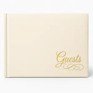 Elegant Ivory Wedding Guest Book with Gold Detail