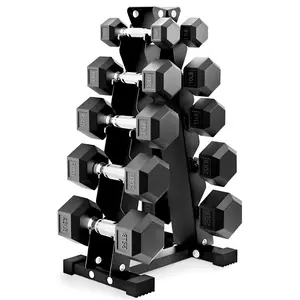 BalanceFrom Dumbbell Set with Stand, Rubber Encased Home Gym Hand Weights, 150lb BalanceFrom Dumbbell Set with Stand, Rubber Encased Home Gym Hand Weights, 150lb