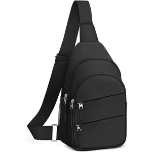 Crossbody Bags for Women, Sling Bag for Men, Small Hiking Backpack Anti Theft Lightweight for Outdoors Travel (L, Black)